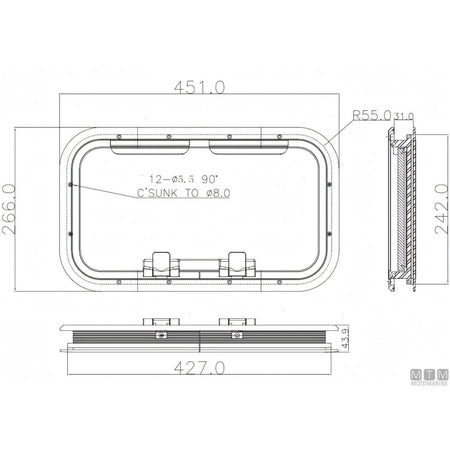 Can SB Oblò G-Type in Alluminio Anodizzato — 451 x 266 mm