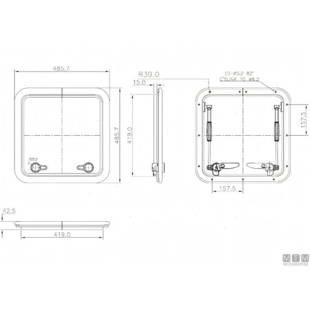 Motomarine osteriggio quadro G-Type alluminio — 481x481 mm