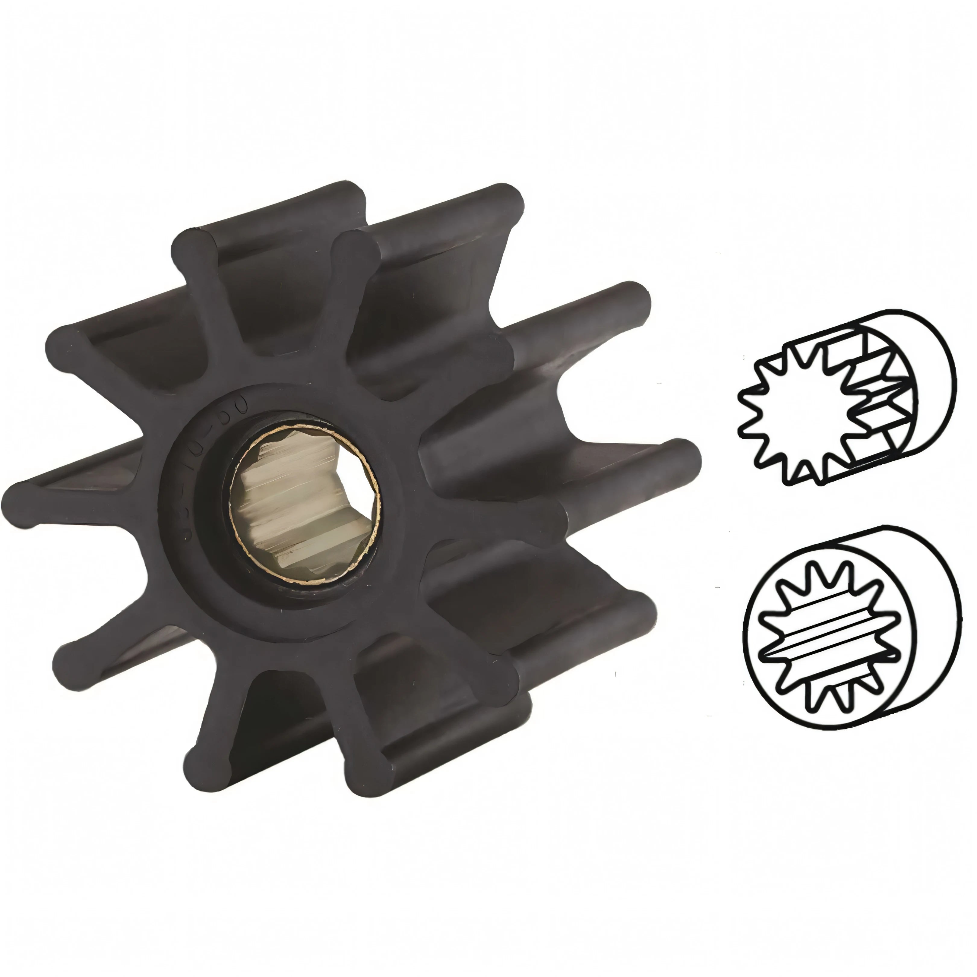 Girante Pompa Nitrile Ø65 · Ø int. 16 · H50 · 10 pale