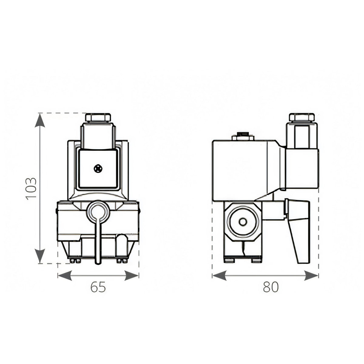 Elettrovalvola Quick 1/2, disegno tecnico