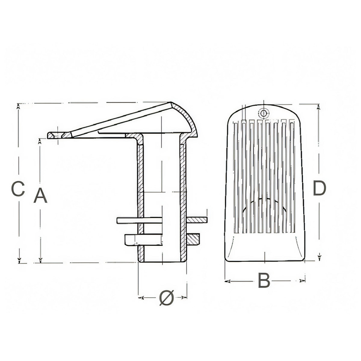 Presa a mare Guidi, disegno tecnico