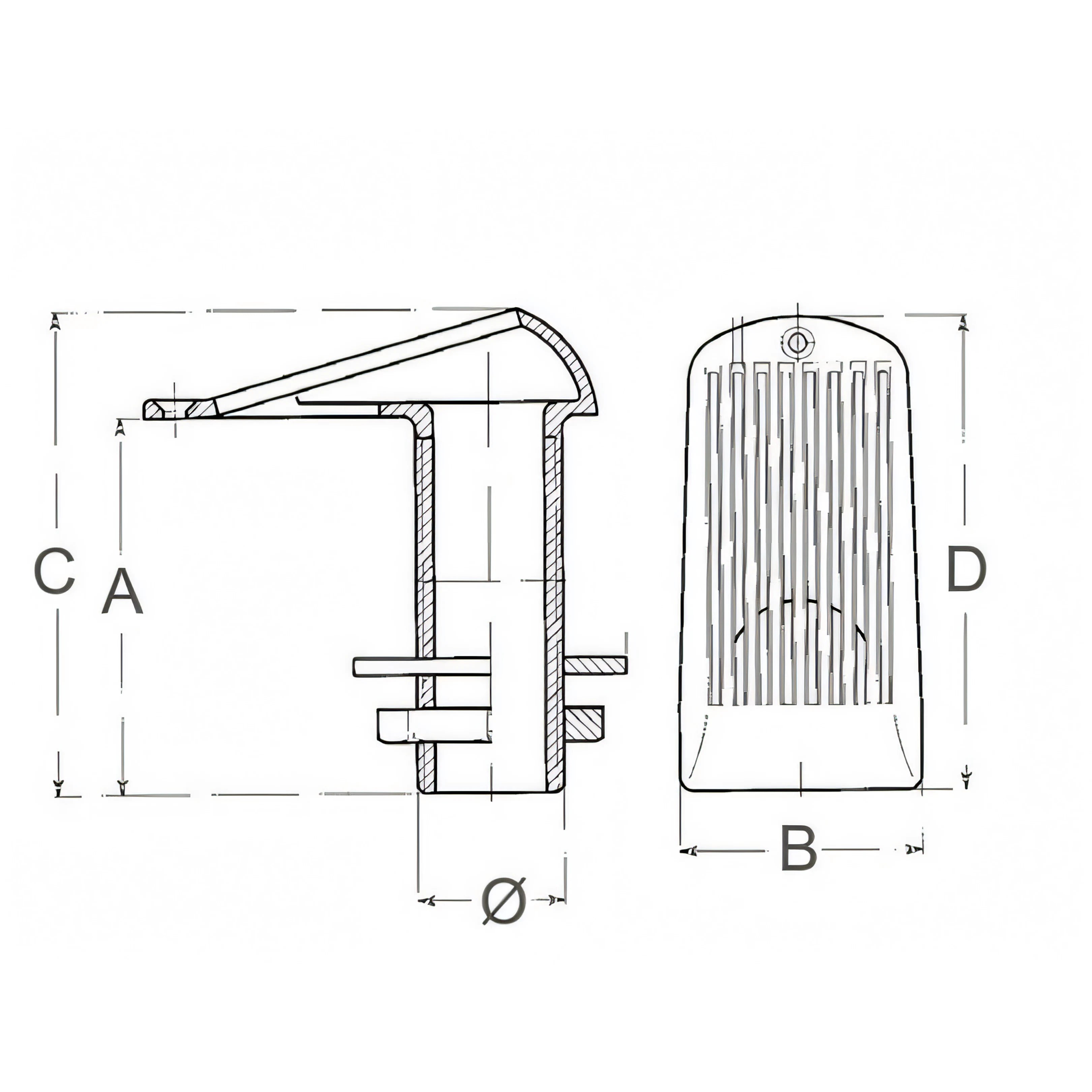 Presa a mare Guidi, disegno tecnico