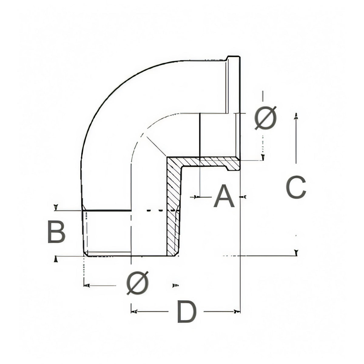 Curva in bronzo M-F Guidi dettaglio filettatura