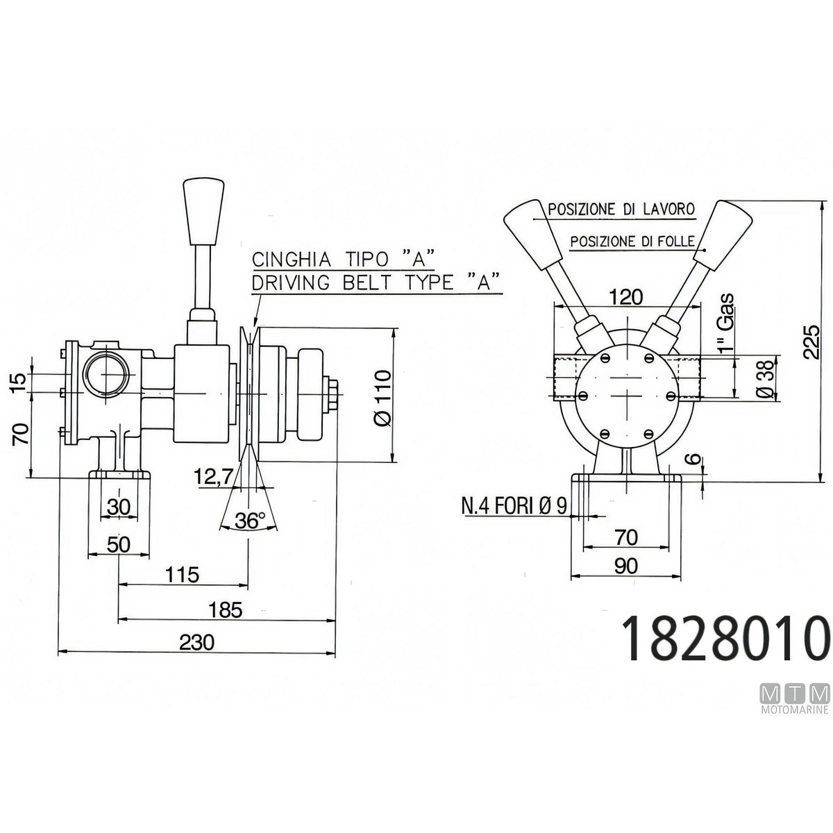Pompa Ancor con frizione manuale in Bronzo e Acciaio Inox — 100 L/min - 1"