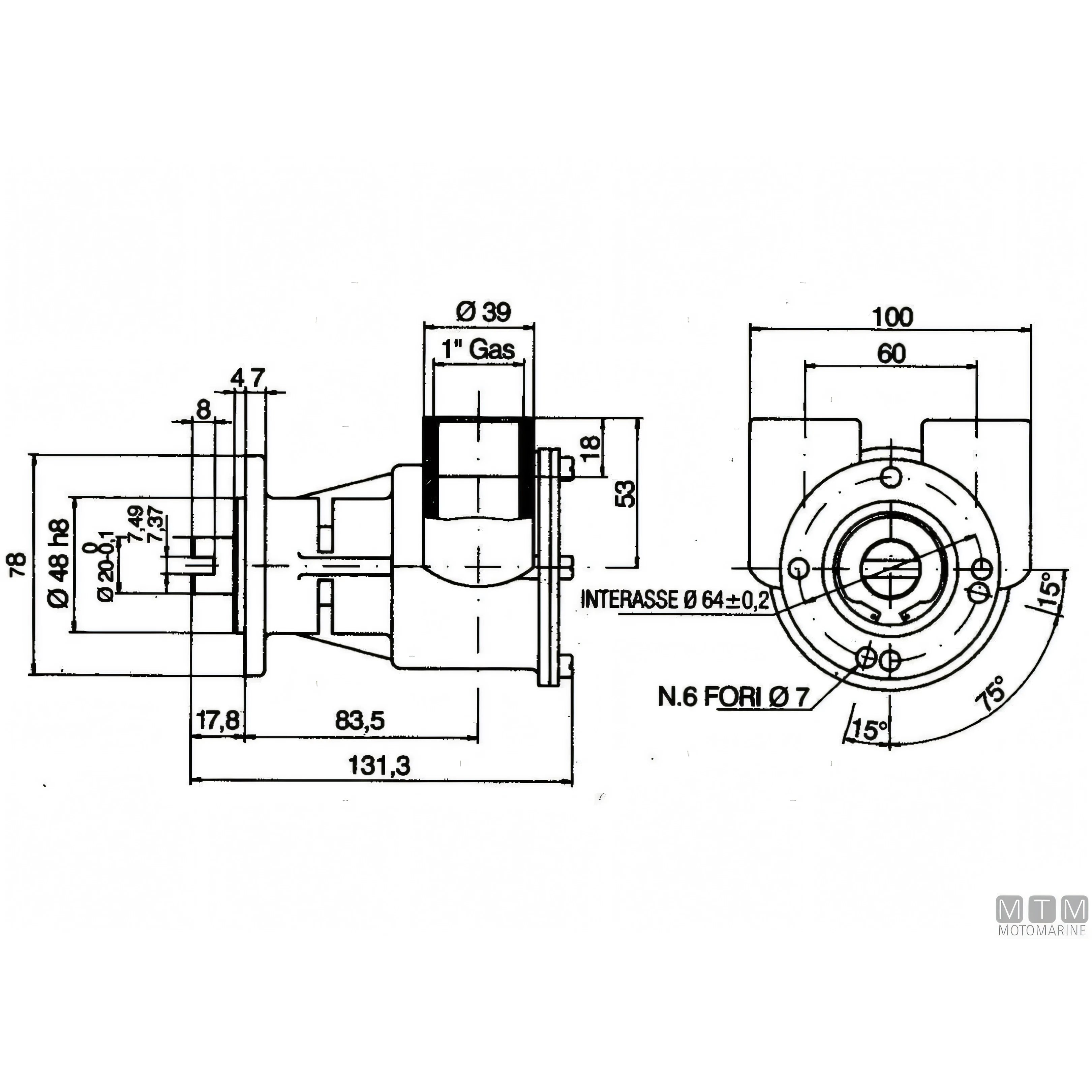 Ancor pompa di raffreddamento ST146 in bronzo — Ø 1"