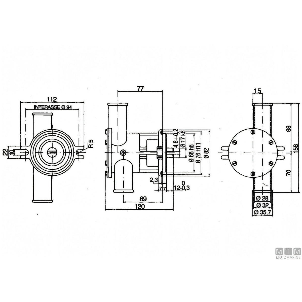 Ancor pompa di raffreddamento ST160 in bronzo — Ø 1"
