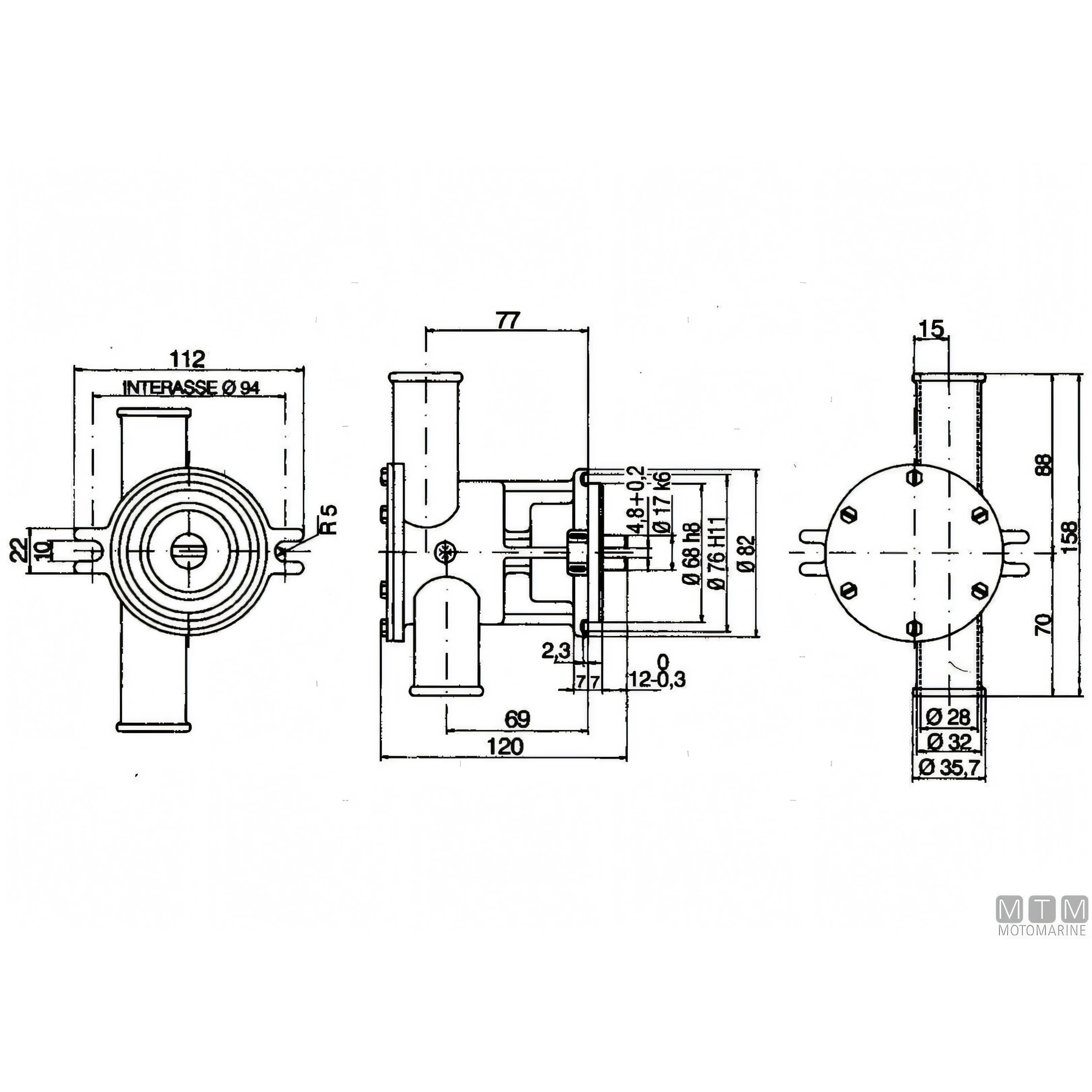 Ancor pompa di raffreddamento ST160 in bronzo — Ø 1"