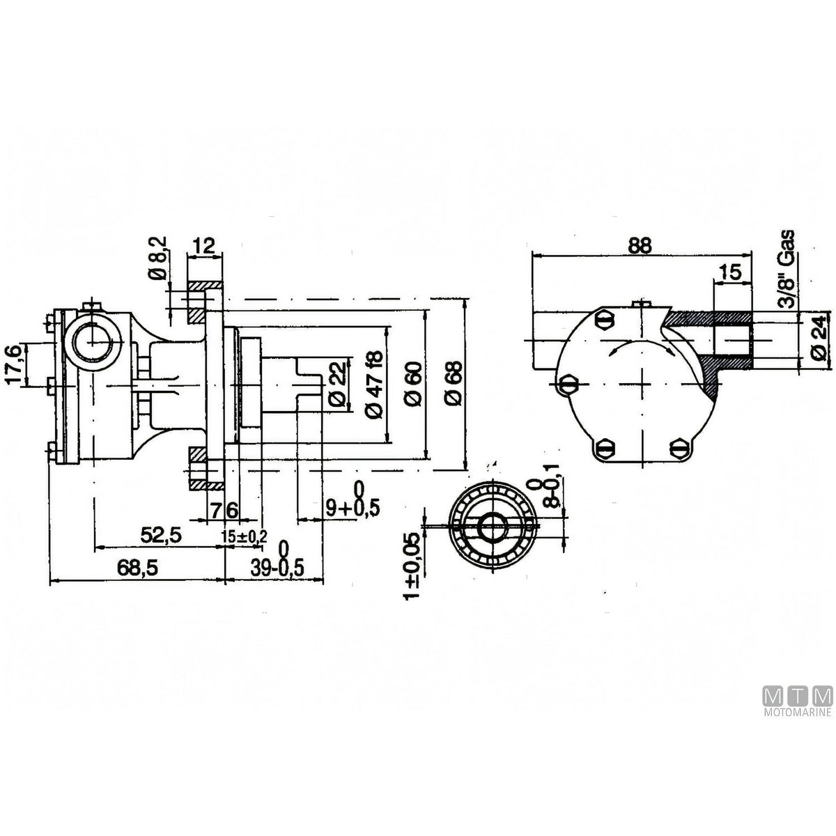 Ancor pompa raffreddamento ST136 in bronzo — Ø 3/8"