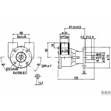 Ancor pompa di raffreddamento ST143 bronzo — ø 3/4"