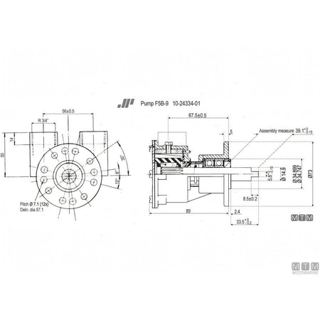 Johnson pompa raffreddamento motore F5B-9 girante in neoprene — Pompa completa F5B-9