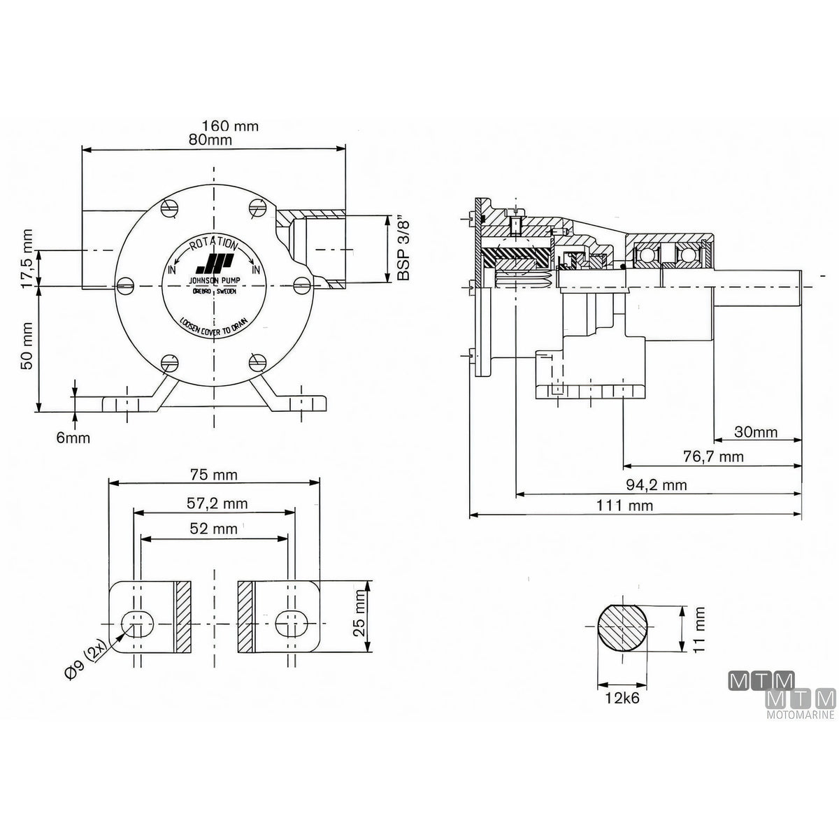 Johnson pompa di raffreddamento F4B-8 in bronzo — F4B-8
