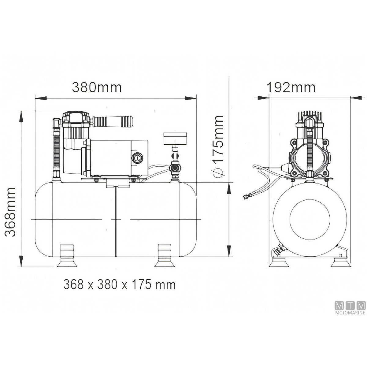 Tromba nautica Marco a norme R.I.Na. — Compressore 12V