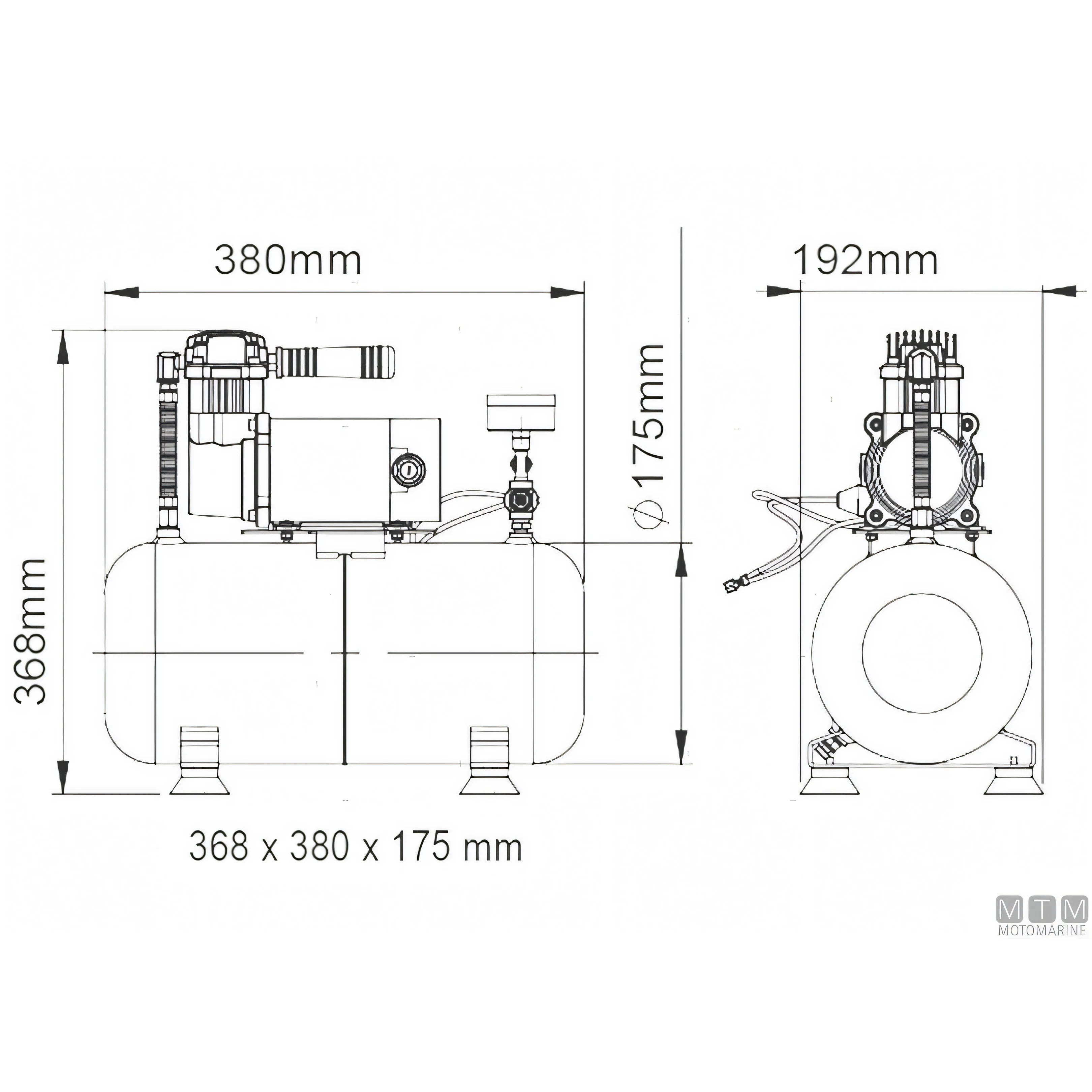 Tromba nautica Marco a norme R.I.Na. — Compressore 12V