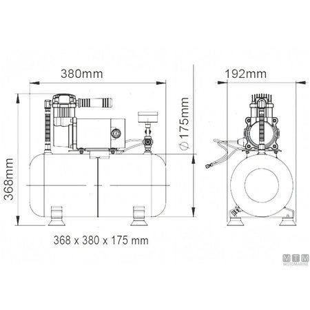 Tromba nautica Marco a norme R.I.Na. — Compressore 12V