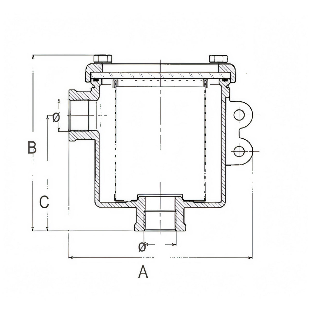 Filtro Guidi Ionio, disegno tecnico