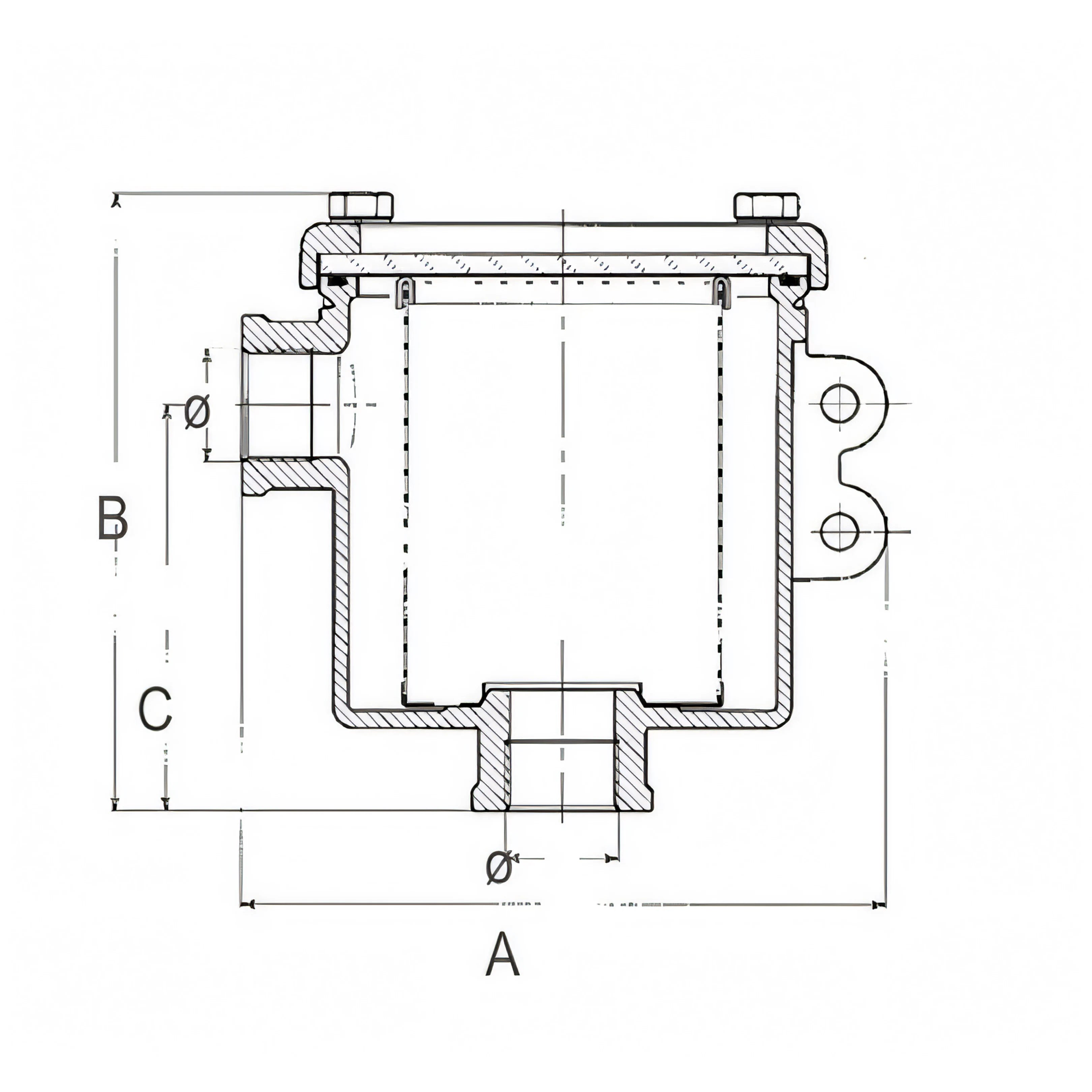 Filtro Guidi Ionio, disegno tecnico