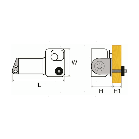 Scheda tecnica tergicristallo W10M 12V con dimensioni L, W, H, H1 e perno 48mm | Onautica