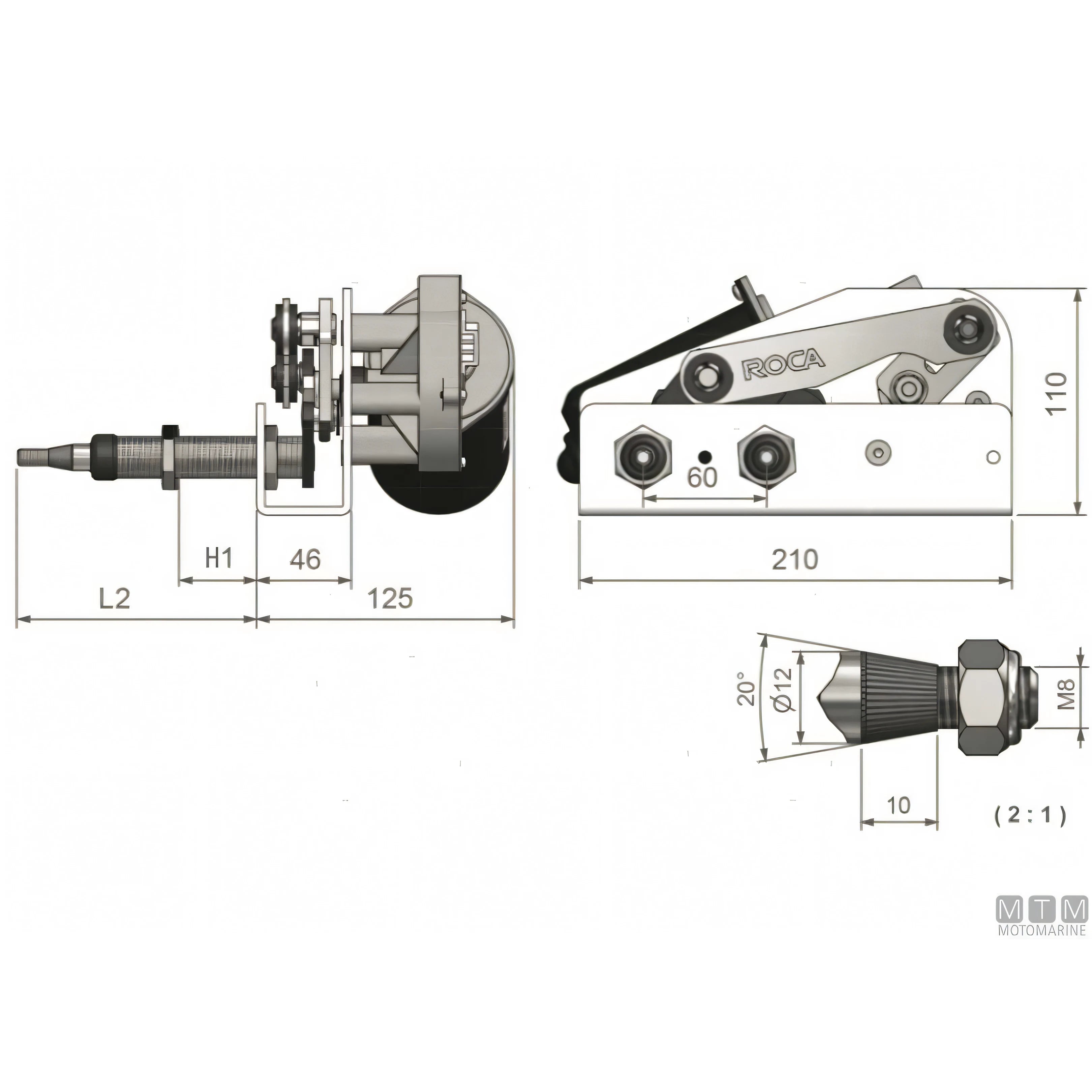 Roca tergicristallo W38 acciaio inox — Motorino 24V H78mm