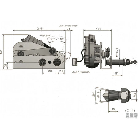 Roca Tergicristallo W50 Inox — Motore 12V H53mm