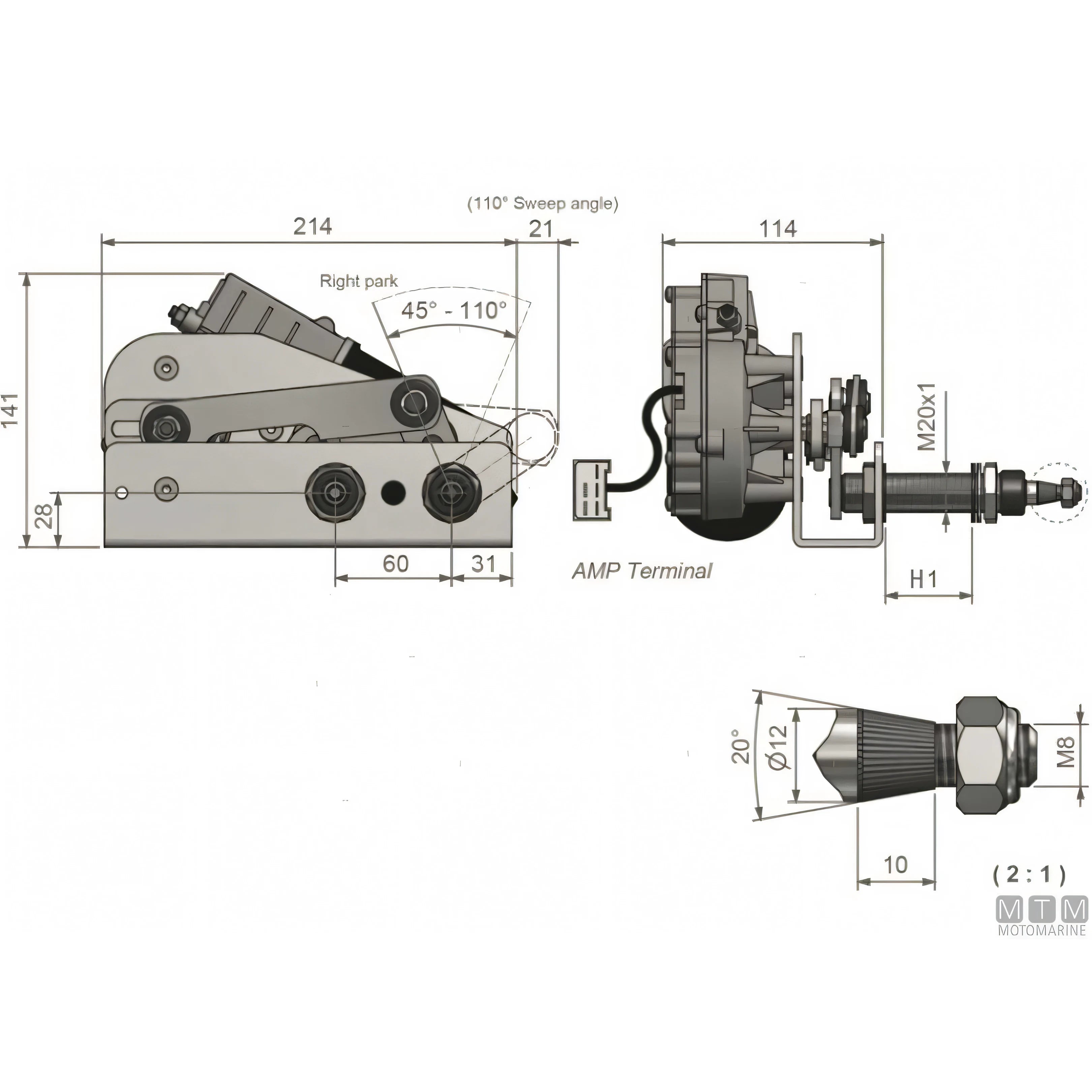 Roca Tergicristallo W50 Inox — Motore 12V H78mm