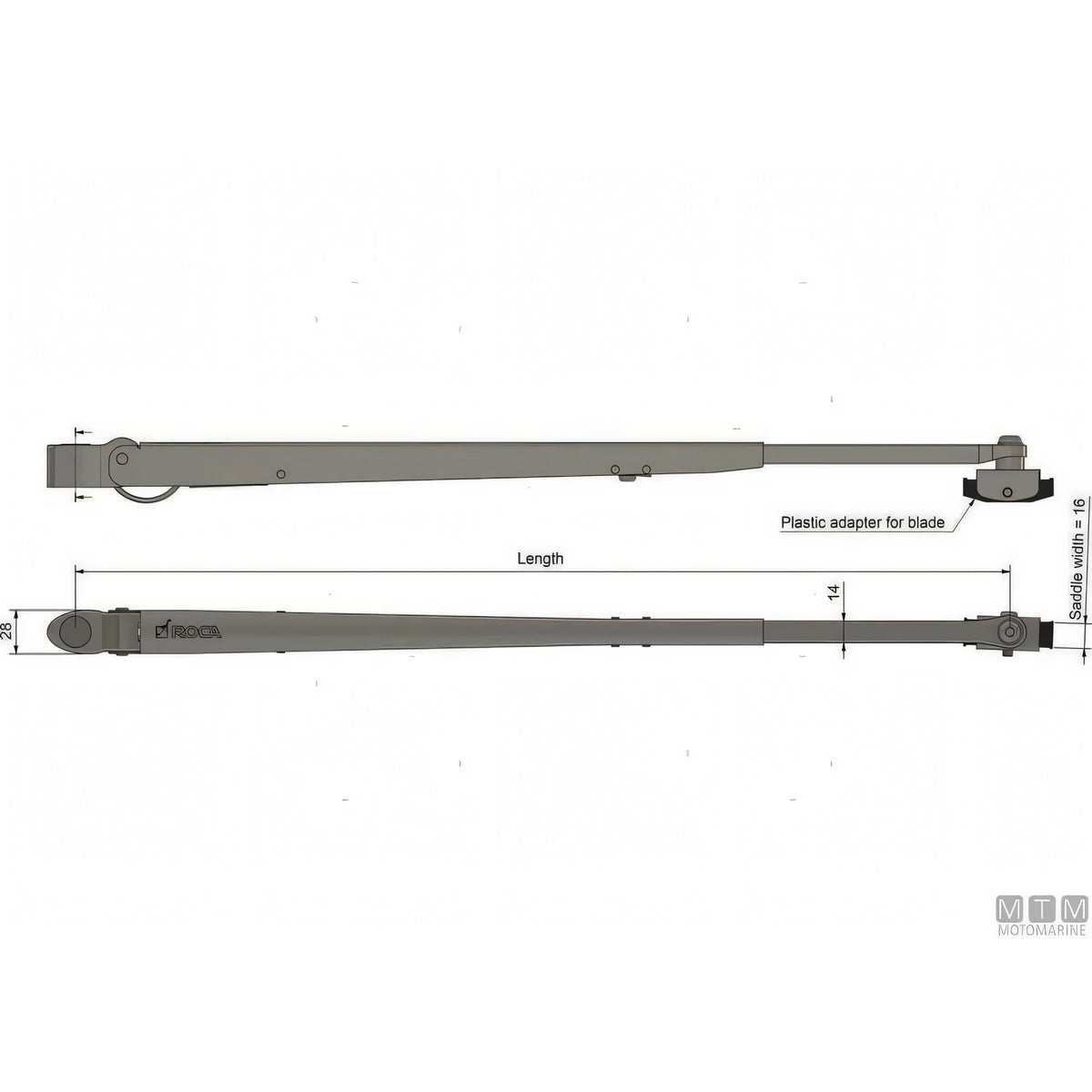 Roca tergicristallo W25 motore inox — Motore H 28 mm