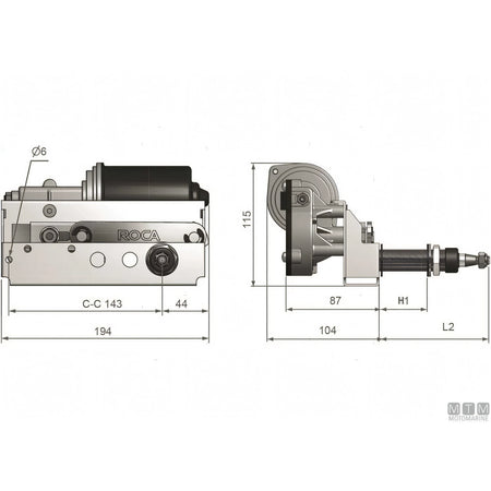 Roca tergicristallo W25 motore inox — Motore H 53 mm