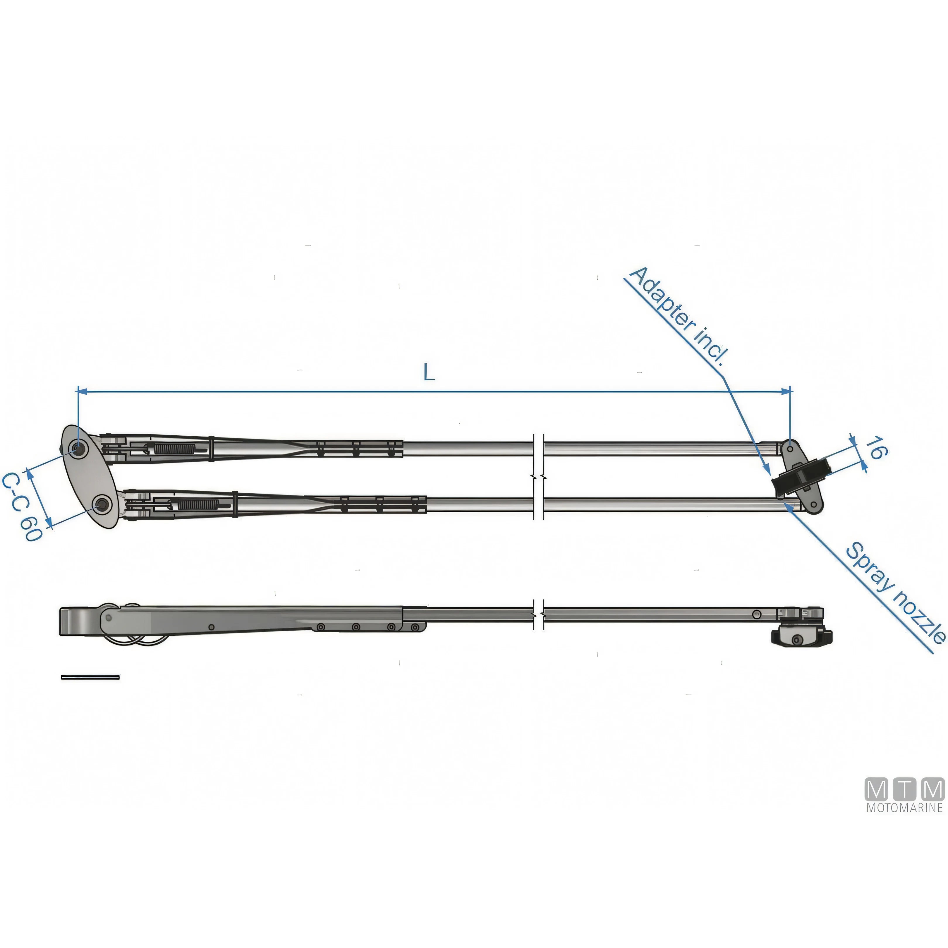 Roca Tergicristallo W50 Inox — Braccio telescopico Inox lucido