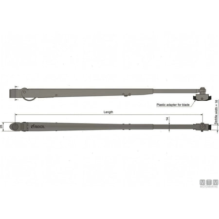 Roca tergicristallo W25 motore inox — Braccio inox brunito 470-750 mm