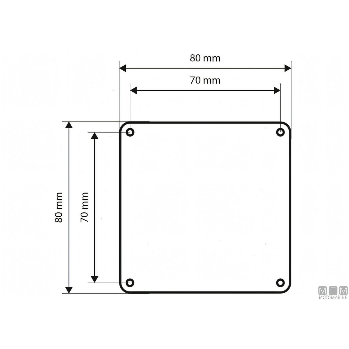 Motomarine pannello quadro elettrico inox con pulsanti inox — 4 pulsanti - 80x80 mm