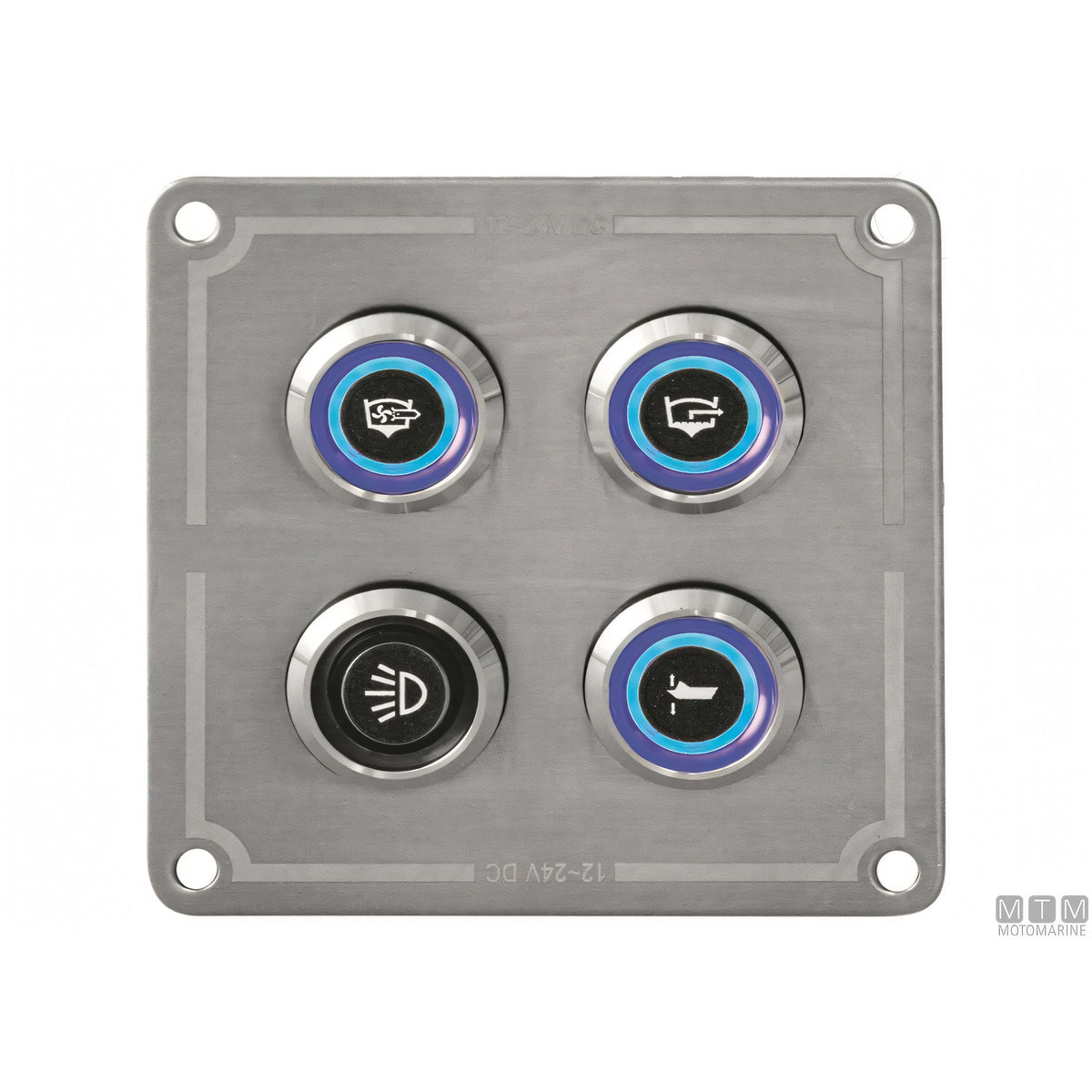 Motomarine pannello quadro elettrico inox con pulsanti inox — 4 pulsanti - 80x80 mm