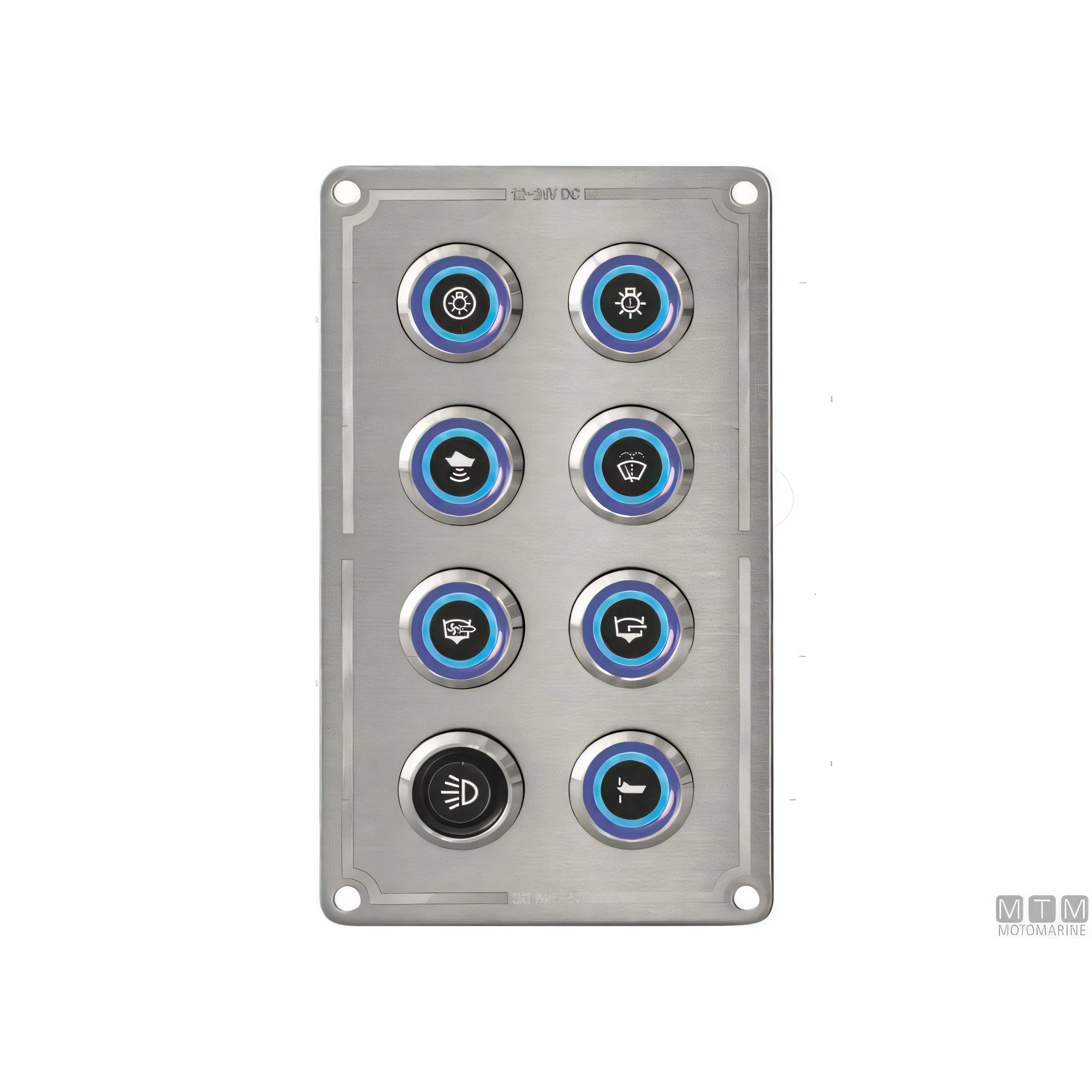 Motomarine pannello quadro elettrico inox con pulsanti inox — 4 pulsanti - 80x80 mm