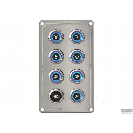 Motomarine pannello quadro elettrico inox con pulsanti inox — 4 pulsanti - 80x80 mm