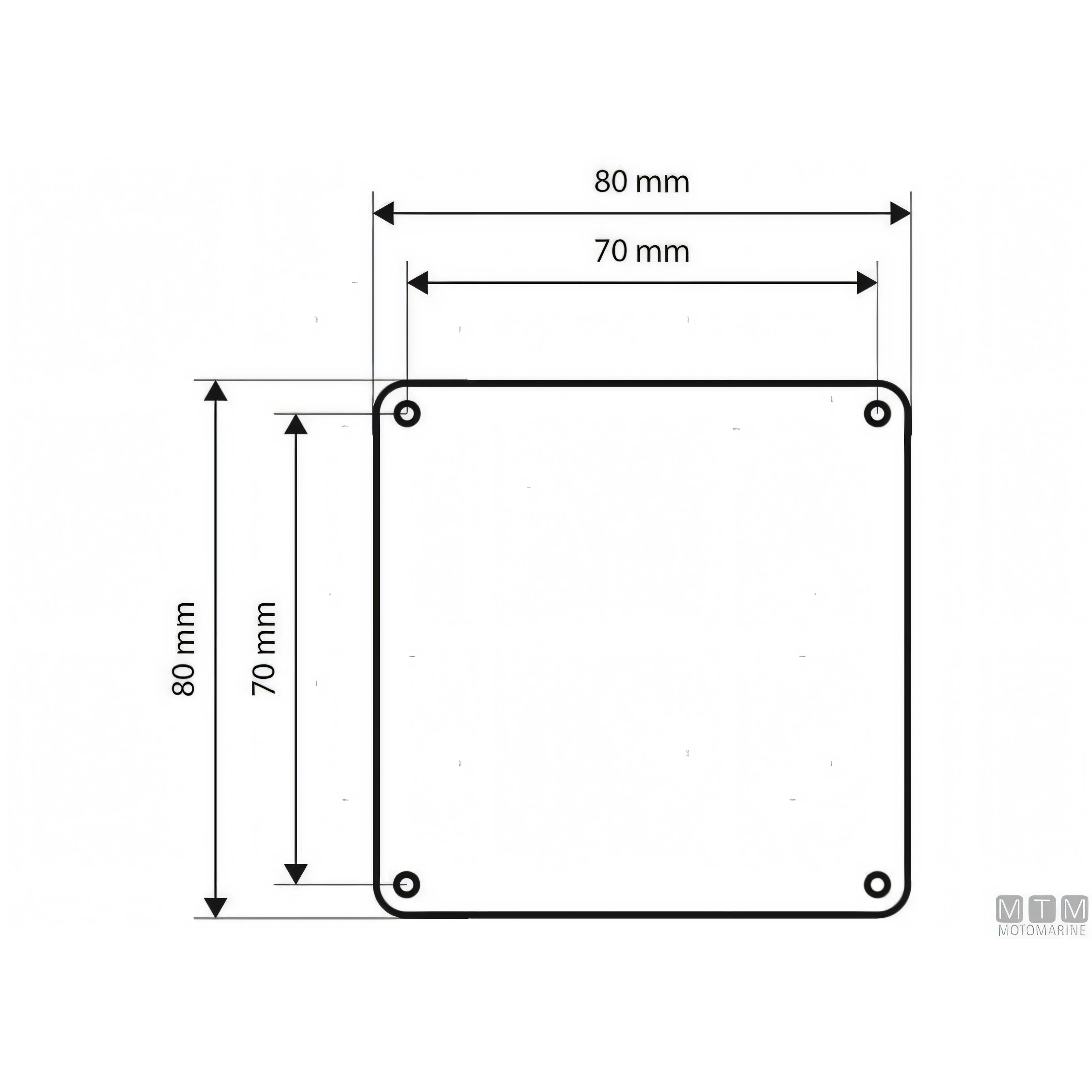 Motomarine pannello quadro elettrico inox con pulsanti inox — 4 pulsanti - 80x80 mm