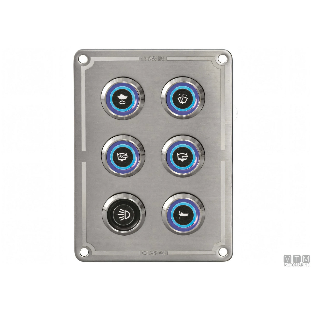 Motomarine pannello quadro elettrico inox con pulsanti inox — 6 pulsanti - 80x110 mm