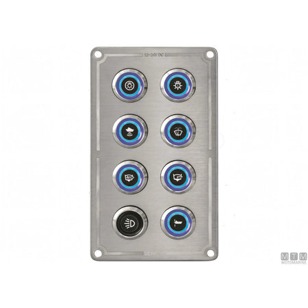 Motomarine pannello quadro elettrico inox con pulsanti inox — 8 pulsanti - 80x140 mm