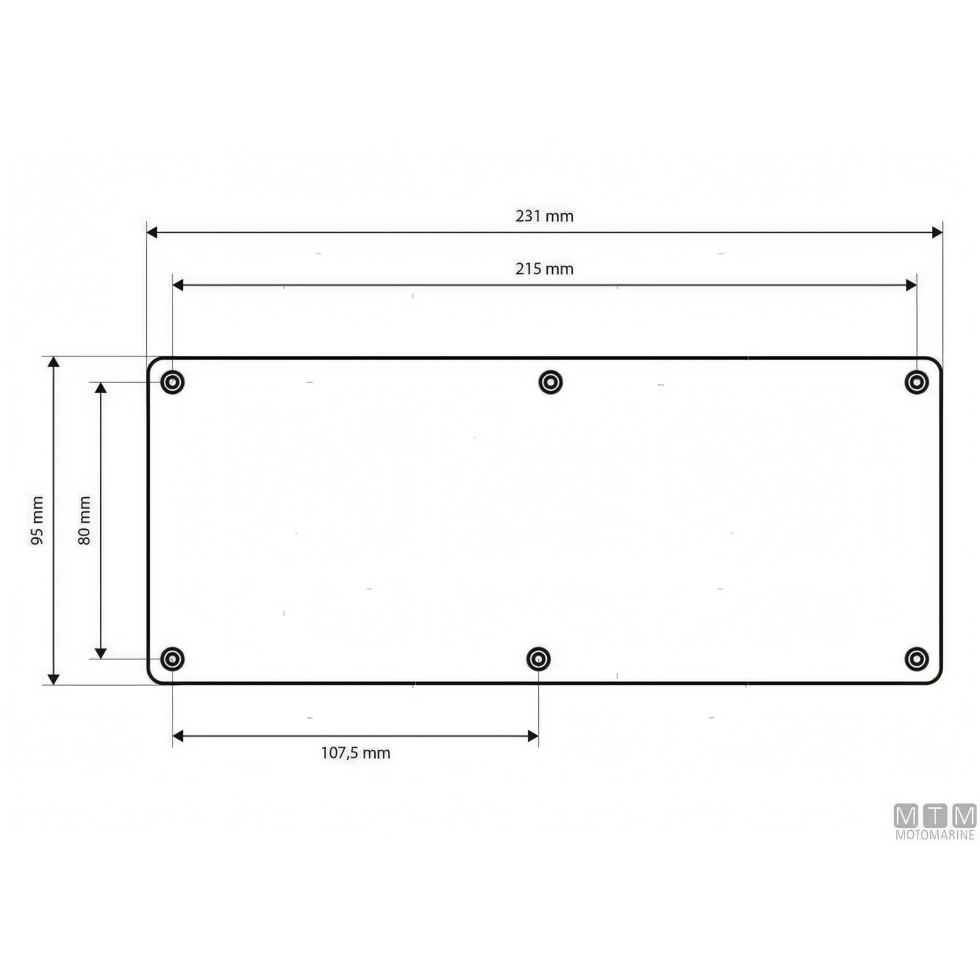 Motomarine pannello quadro elettrico alluminio pulsanti inox — 4 posizioni - 95x125 mm