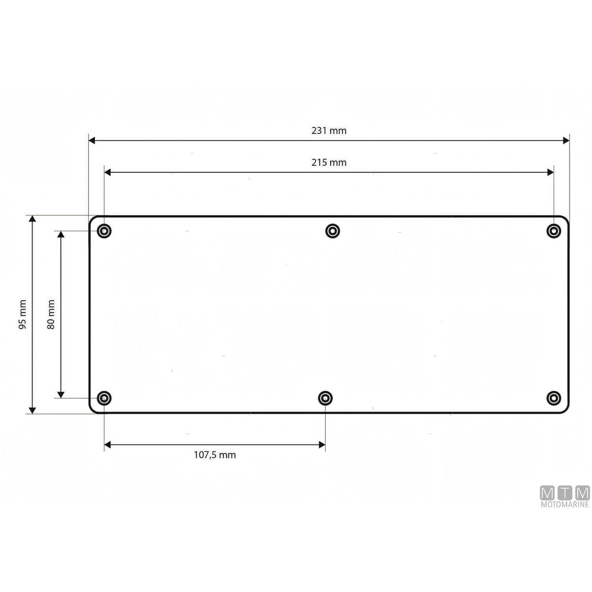 Motomarine pannello quadro elettrico alluminio pulsanti inox — 8 posizioni - 95x231 mm
