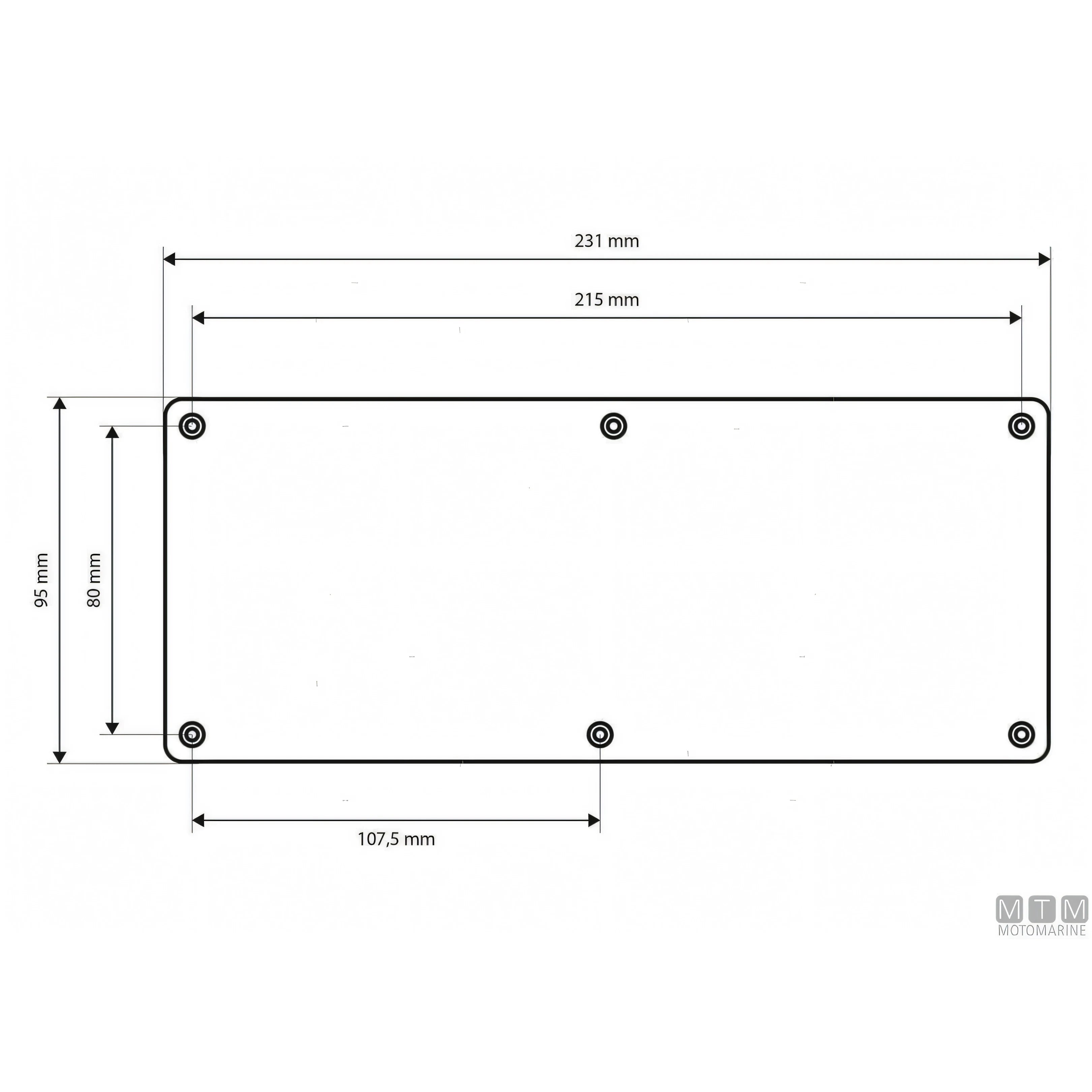 Motomarine pannello quadro elettrico alluminio pulsanti inox — 8 posizioni - 95x231 mm