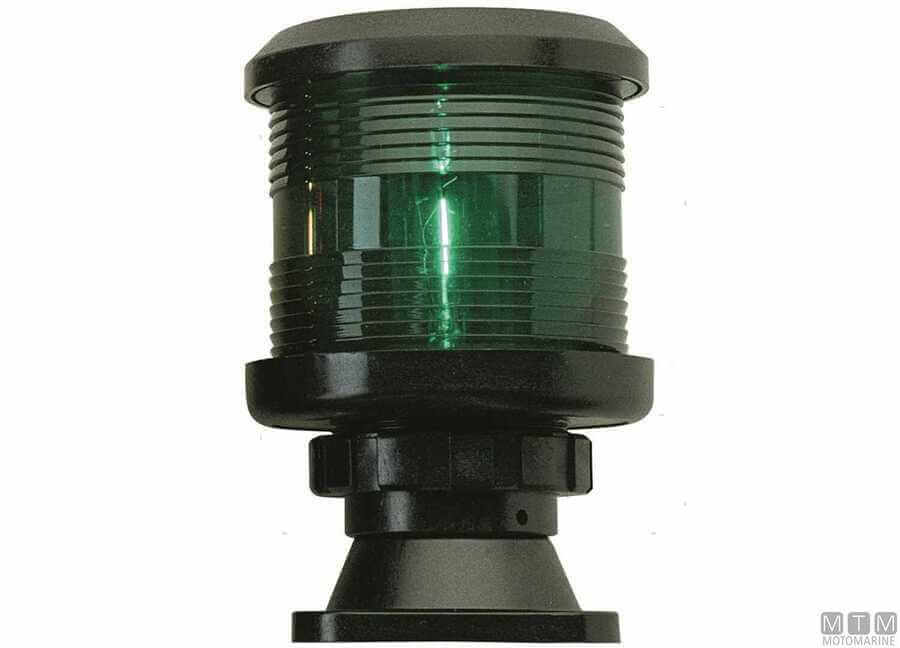Fanale di navigazione DHR 360° verde in plastica nera per barche sotto 20 metri, lente verde cilindrica | Onautica