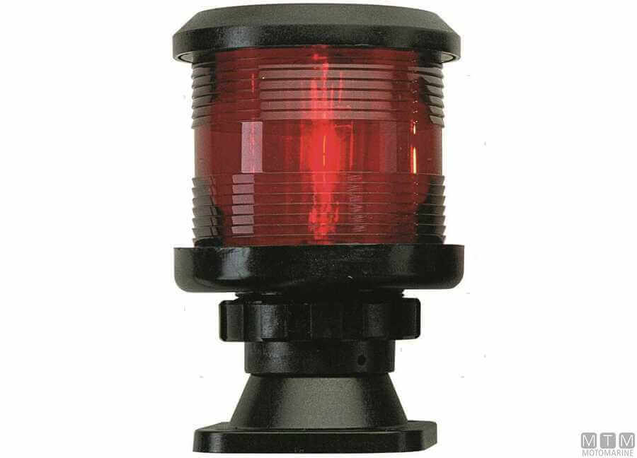 Fanale di via 360° rosso con corpo nero in plastica e base a piedistallo per barche | Onautica