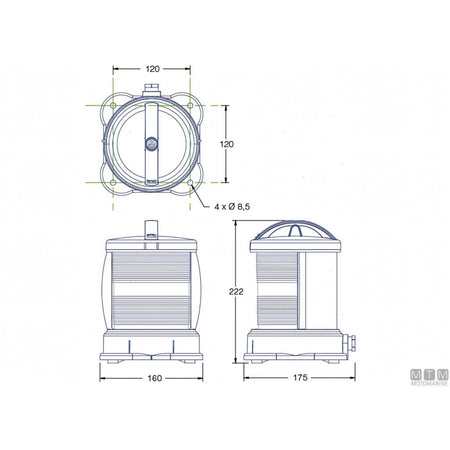 Fanale di navigazione DHR 160x222mm — Laterale Verde 112,5°