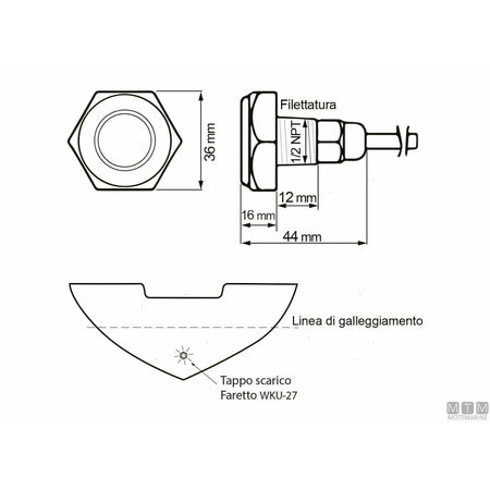 Motomarine faro subacqueo LED drain plug — Bianco