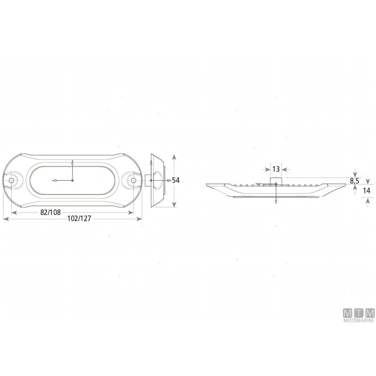 Attwood faro subacqueo LED acciaio inox — Bianco 102x54mm