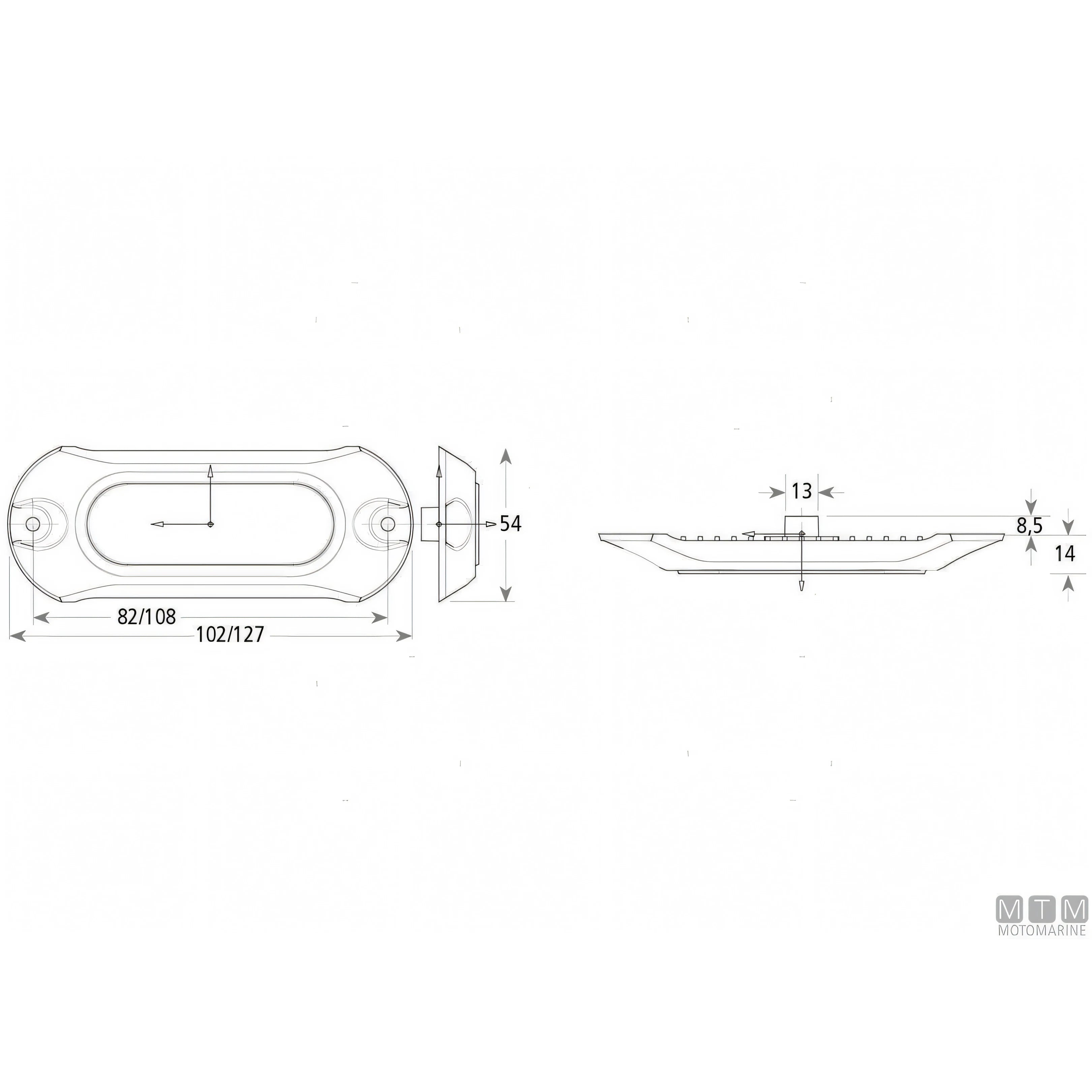 Attwood faro subacqueo LED acciaio inox — Bianco 102x54mm
