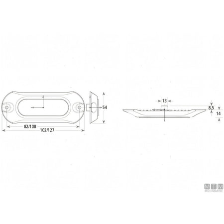 Attwood faro subacqueo LED acciaio inox — Bianco 102x54mm