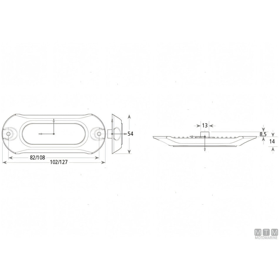 Attwood faro subacqueo LED acciaio inox — Bianco 102x54mm