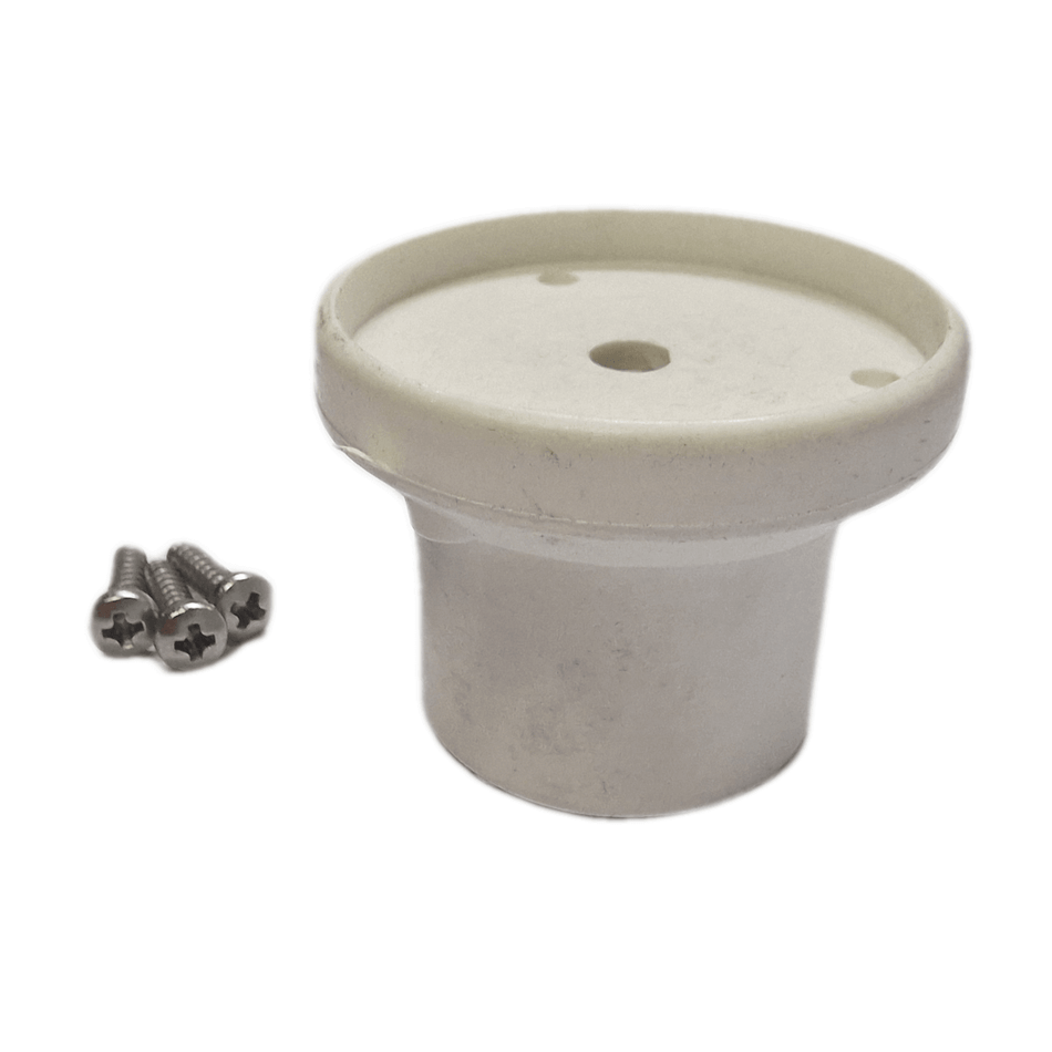 Basetta bianca per fanale testa d'albero in plastica con foro centrale e 3 viti inox incluse | Onautica