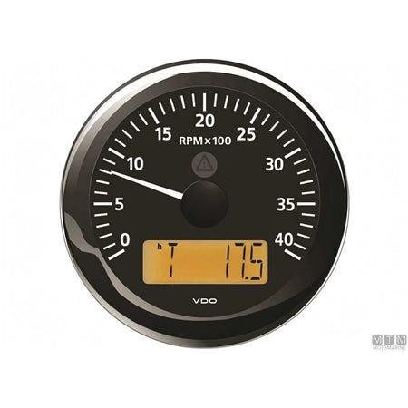 VDO Black View Line indicatore strumentazione nautica quadrante nero — Contagiri/ore 4000 giri Ø85mm