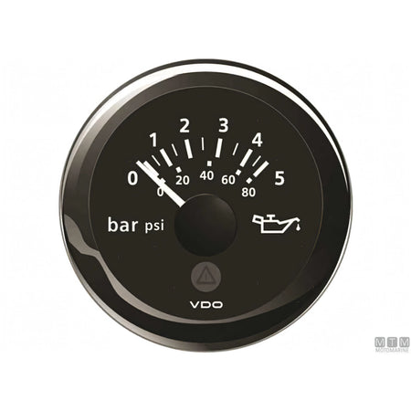 VDO Black View Line indicatore strumentazione nautica quadrante nero — Pressione olio 5 bar