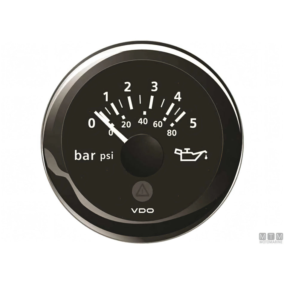 VDO Black View Line indicatore strumentazione nautica quadrante nero — Pressione olio 5 bar